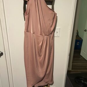 Chic One-Shoulder Pink Dress